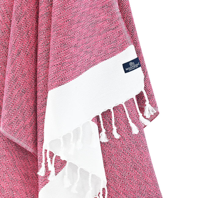 Turkish Towel, Beach Bath Towel, Moonessa Madrid Series, Handwoven, Combed Natural Cotton, 420g, Velvet, hanging close-up