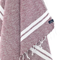 Turkish Towel, Beach Bath Towel, Moonessa Istanbul Series, Handwoven, Combed Natural Cotton, 490g,  Mauve, hanging close-up