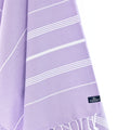 Turkish Towel, Beach Bath Towel, Moonessa Buldan Series, Handwoven, Combed Natural Cotton, 330g, Lilac, hanging close-up