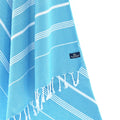 Turkish Towel, Beach Bath Towel, Moonessa Buldan Series, Handwoven, Combed Natural Cotton, 330g, Turquoise, hanging close-up