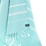 Turkish Towel, Beach Bath Towel, Moonessa Buldan Series, Handwoven, Combed Natural Cotton, 330g, Mint, hanging close-up
