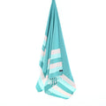 Turkish Towel, Beach Bath Towel, Moonessa Swan River Series, Handwoven, Combed Natural Cotton, 330g, Teal-Mint-Candy Pink, hanging