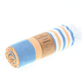 Turkish Towel, Beach Bath Towel, Moonessa Bondi Beach Series, Handwoven, Combed Natural Cotton, 330g, Blue-Orange, roll