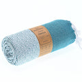Turkish Towel, Beach Bath Towel, Moonessa Milan Series, Handwoven, Combed Natural Cotton, 410g, Teal, roll