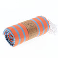 Turkish Towel, Beach Bath Towel, Moonessa Oxford Series, Handwoven, Combed Natural Cotton, 410g, Sweat Blue-Orange, roll