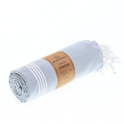 Turkish Towel, Beach Bath Towel, Moonessa Buldan Series, Handwoven, Combed Natural Cotton, 330g, Grey, roll