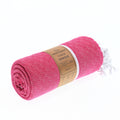 Turkish Towel, Beach Bath Towel, Moonessa Sydney Series, Handwoven, Combed Natural Cotton, 410g, Fuschia, roll