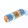 Turkish Towel, Beach Bath Towel, Moonessa Swan River Series, Handwoven, Combed Natural Cotton, 330g, Ocean Blue-Orange-Sky Blue, roll