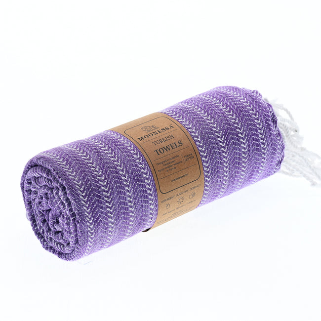 Turkish Towel, Beach Bath Towel, Moonessa Nairobi Series, Handwoven, Combed Natural Cotton, 470g, Purple-Lilac, roll
