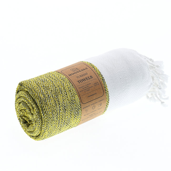 Turkish Towel, Beach Bath Towel, Moonessa Madrid Series, Handwoven, Combed Natural Cotton, 420g, Mustard, roll
