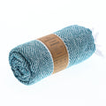 Turkish Towel, Beach Bath Towel, Moonessa Istanbul Series, Handwoven, Combed Natural Cotton, 490g, Teal-White, roll