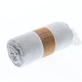 Turkish Towel, Beach Bath Towel, Moonessa Istanbul Series, Handwoven, Combed Natural Cotton, 490g, Grey-White, roll