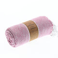 Turkish Towel, Beach Bath Towel, Moonessa Istanbul Series, Handwoven, Combed Natural Cotton, 490g, Rose Pink-White, roll