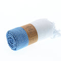 Turkish Towel, Beach Bath Towel, Moonessa Helsinki Series, Handwoven, Combed Natural Cotton, 350g, Sweat Blue, roll