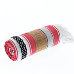 Turkish Towel, Beach Bath Towel, Moonessa Mexican Series, Handwoven, Combed Natural Cotton, 350g, Vermilon, roll